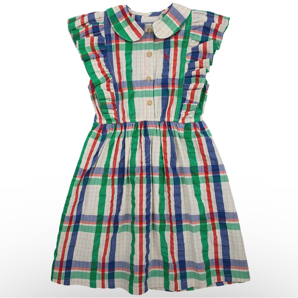 Madras Checks Ruffle Woven Dress